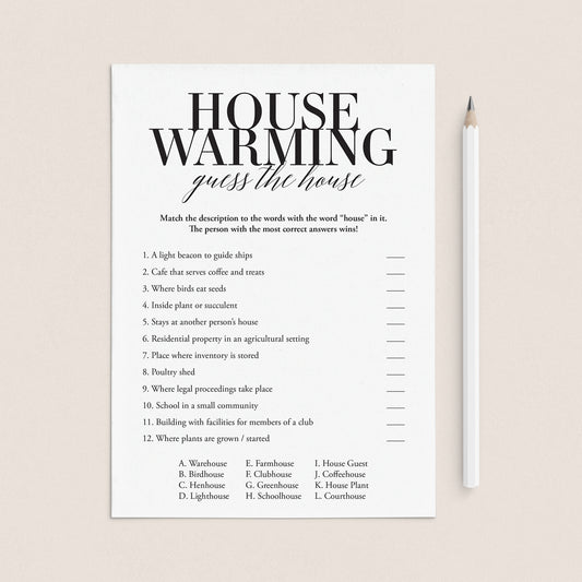 Simple Housewarming Party Game Printable by LittleSizzle