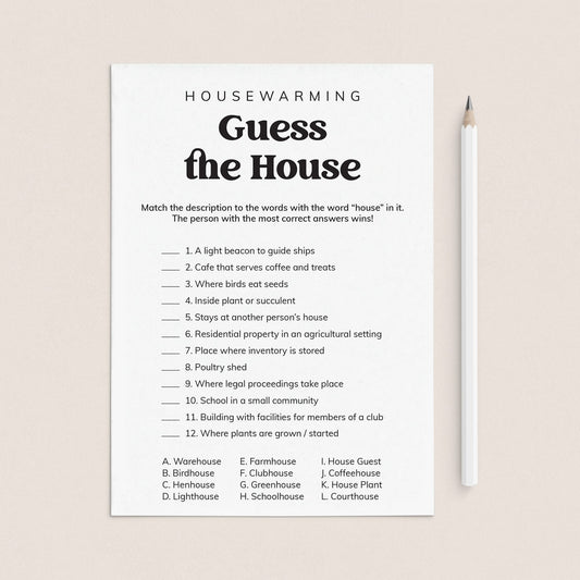 Printable Housewarming Game Guess The House by LittleSizzle