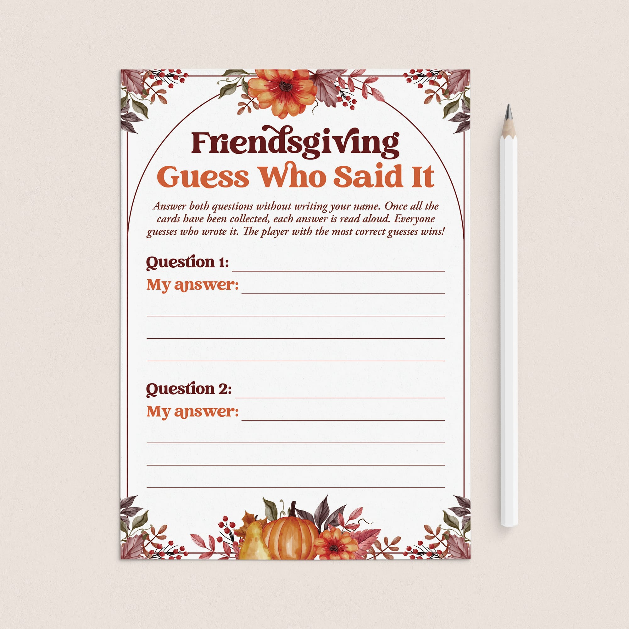 Fun Friendsgiving Icebreaker Activity | Guess Who Said It by LittleSizzle