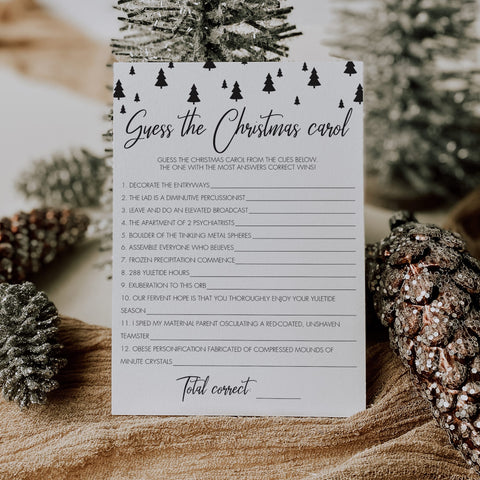 Black and White Christmas Carol Game Printable | Instant Download ...