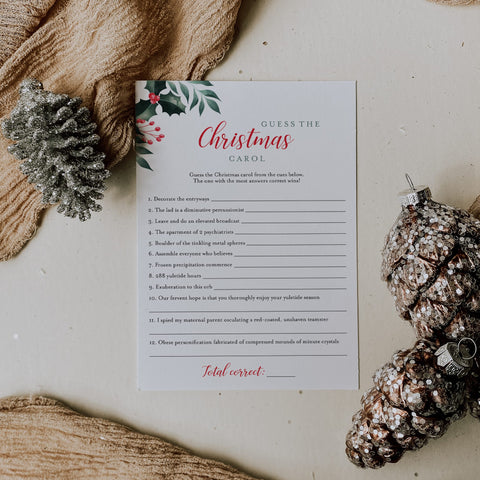 Printable Christmas Songs Game with Answers | Instant Download ...