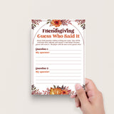 Friendsgiving Games for Adults Printable