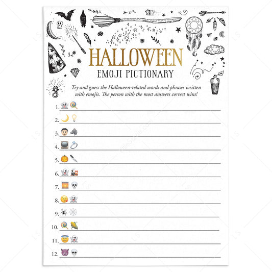Witch Theme Halloween Emojis Game with Answers Printable by LittleSizzle