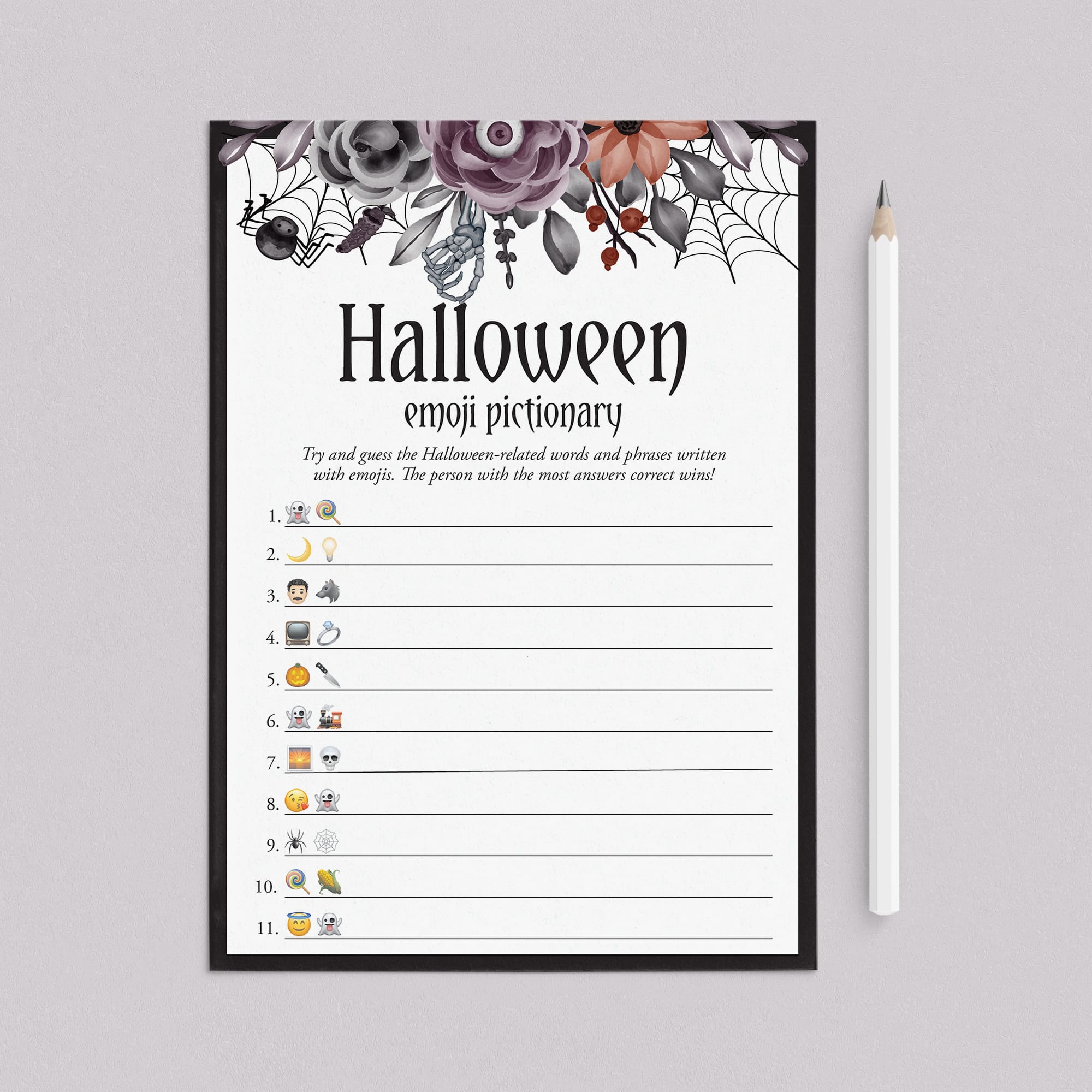 Halloween Theme Dinner Party Game Emoji Pictionary by LittleSizzle