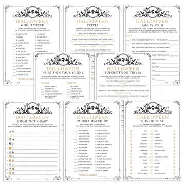 Popular Halloween Party Games Bundle Printable Black & Gold Skull by LittleSizzle