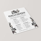 Gothic Black Halloween Party Games with Floral Skull Printable