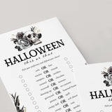 Black Floral Halloween Game This or That Printable