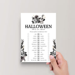 Black Floral Halloween Game This or That Printable