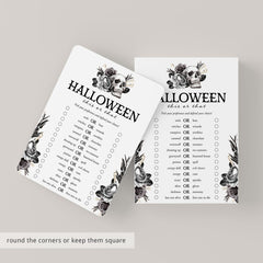 Black Floral Halloween Game This or That Printable