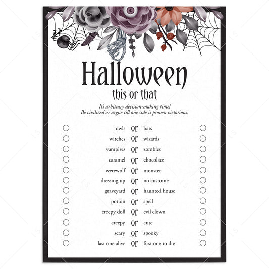 Printable Halloween This or That Questions by LittleSizzle