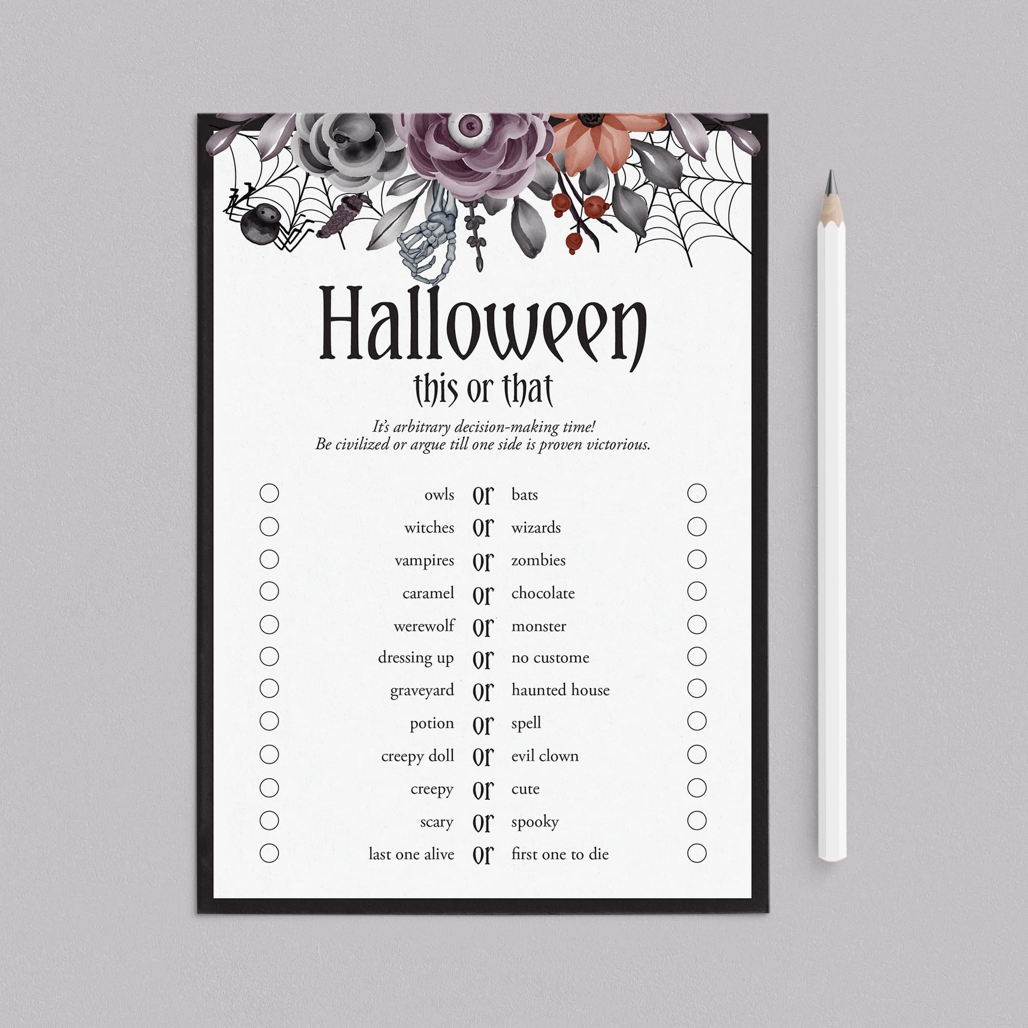 Printable Halloween This or That Questions by LittleSizzle