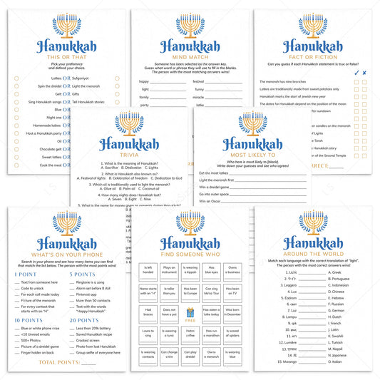 8 Hanukkah Games Printable by LittleSizzle