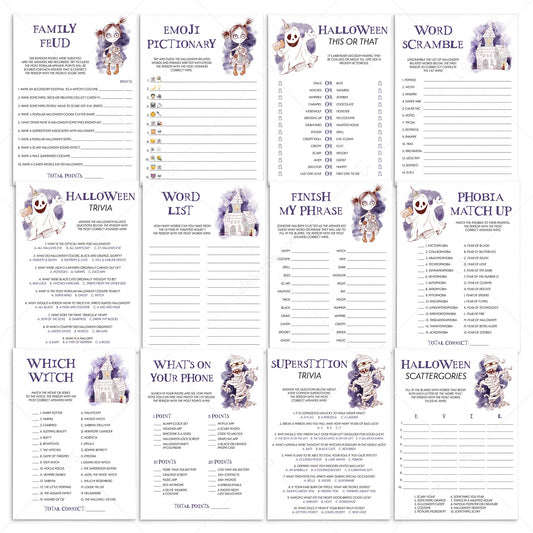 Fun Halloween Party Games Bundle Printable Digital Download by LittleSizzle