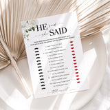 He Said She Said Anniversary Party Game Printable