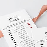 Anniversary Game He Said She Said Printable