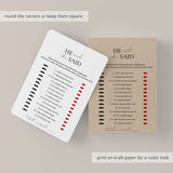 Anniversary Game He Said She Said Printable