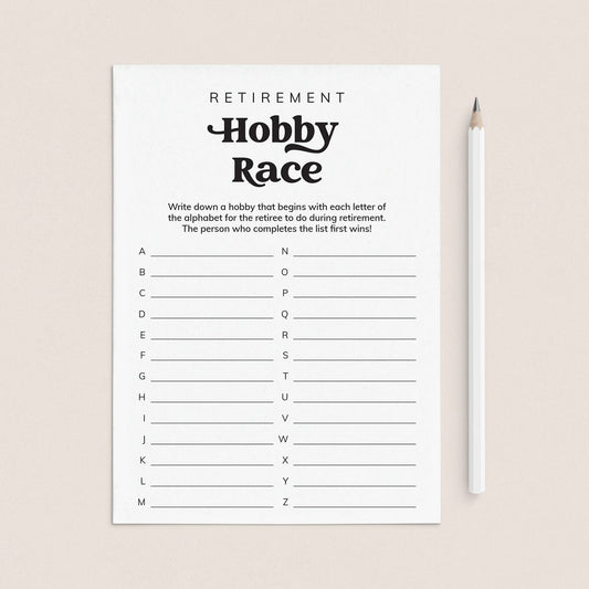 Hobby Race Retirement Game Printable by LittleSizzle