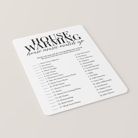 Printable Housewarming Game Music Match With Answers – LittleSizzle