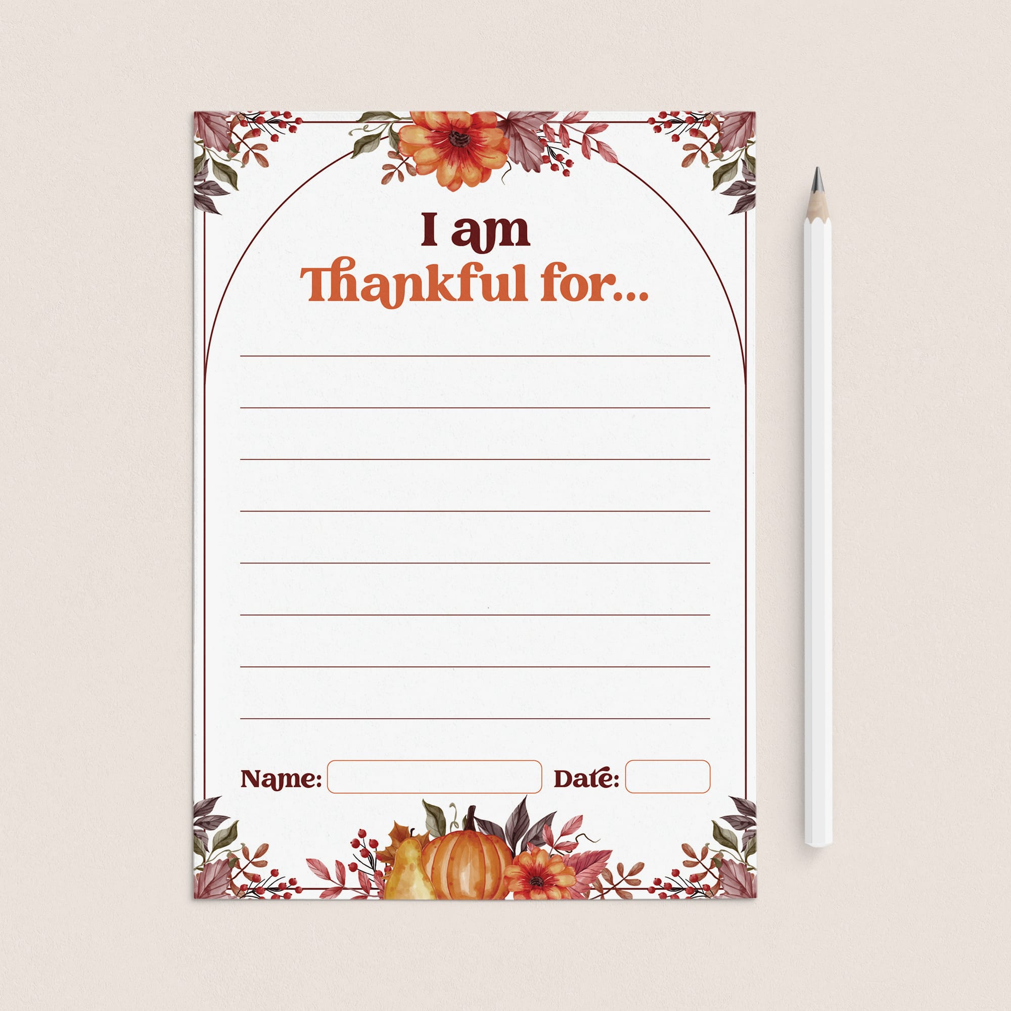 Thanksgiving I Am Thankful For Gratitude Place Setting Cards Printable by LittleSizzle