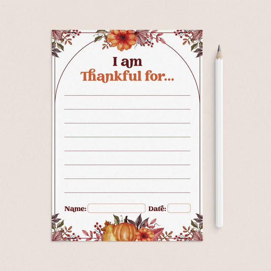 Thanksgiving I Am Thankful For Gratitude Place Setting Cards Printable by LittleSizzle