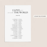 Printable I Love You Around The World Game With Answer Key
