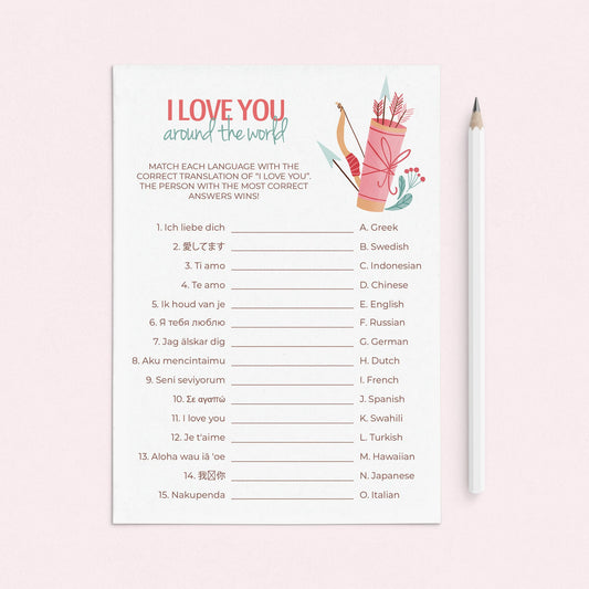 I Love You Around The World With Answer Key Printable by LittleSizzle