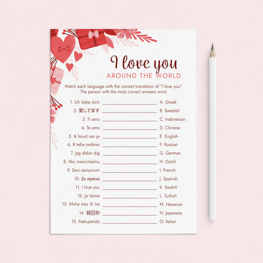 I Love You Around The World Game Printable by LittleSizzle