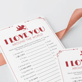 Printable I Love You Around The World Game with Answer Key