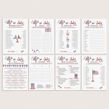 8 Fun Fourth of July Games Printable & Fillable