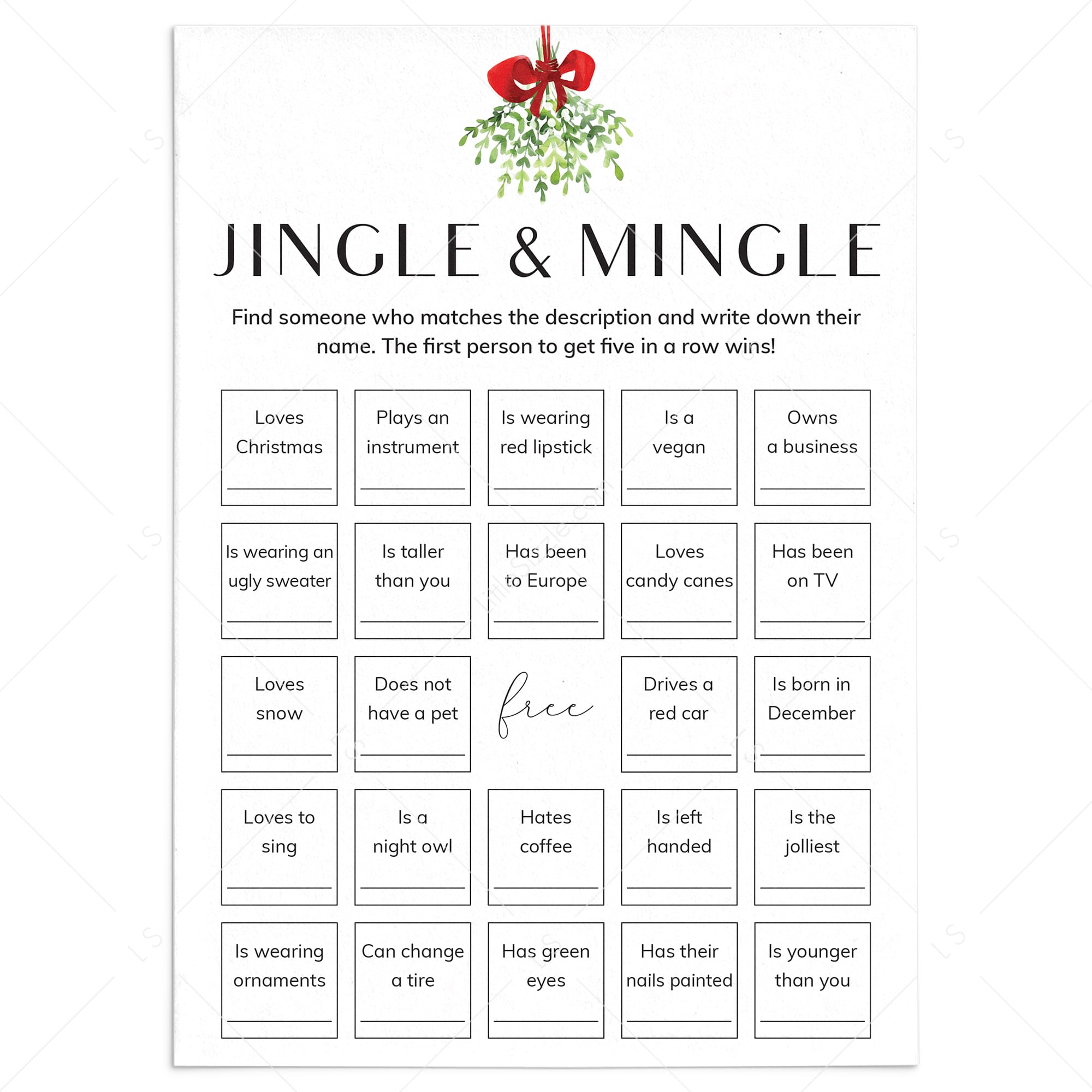 Christmas Icebreaker Bingo Find The Guest Printable by LittleSizzle