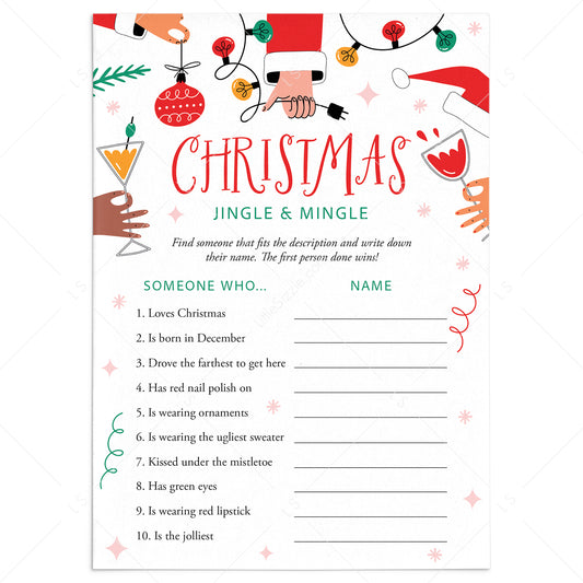 Printable Christmas Party Icebreaker Game Jingle and Mingle by LittleSizzle