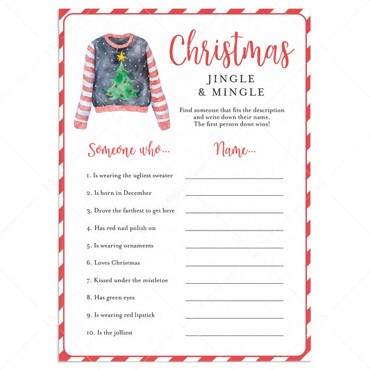 Ugly Christmas Sweater Party Icebreaker Game Find Someone Who by LittleSizzle
