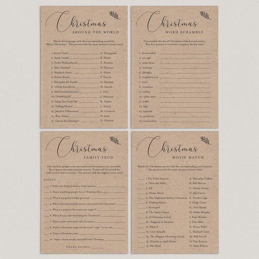 4 Kraft Christmas Games for Family Printable by LittleSizzle
