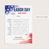 Labor Day Word Search with Hidden Message and Answer Key Printable