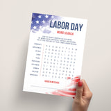 Labor Day Word Search with Hidden Message and Answer Key Printable