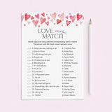 Love Song Match Game Printable with Answers by LittleSizzle