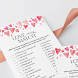 Love Song Match Game Printable with Answers