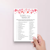 Love Song Match Game Printable with Answers