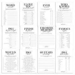 Married in 1964 60th Wedding Anniversary Party Games Bundle by LittleSizzle