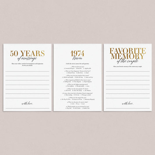 50th Anniversary Party Games Married in 1974 Printable by LittleSizzle