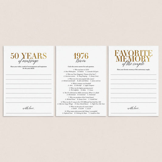 50th Anniversary Party Games Married in 1976 Printable by LittleSizzle