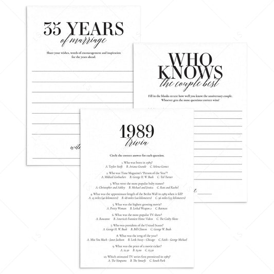 36th Anniversary Party Games Married in 1989 Printable by LittleSizzle