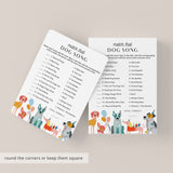 Dog Party Game Match That Dog Song with Answers Printable