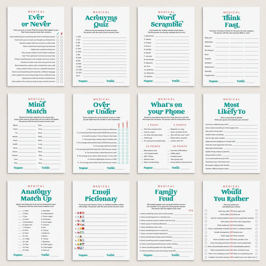 Nurse Party Games Printable by LittleSizzle