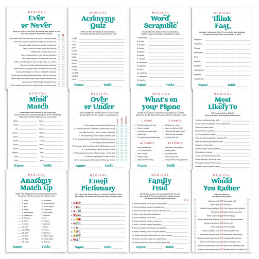 Nurse Party Games Printable by LittleSizzle