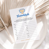 Hanukkah Group Game Printable Mind Match