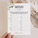 Anniversary Party Game Couples Mind Match Printable