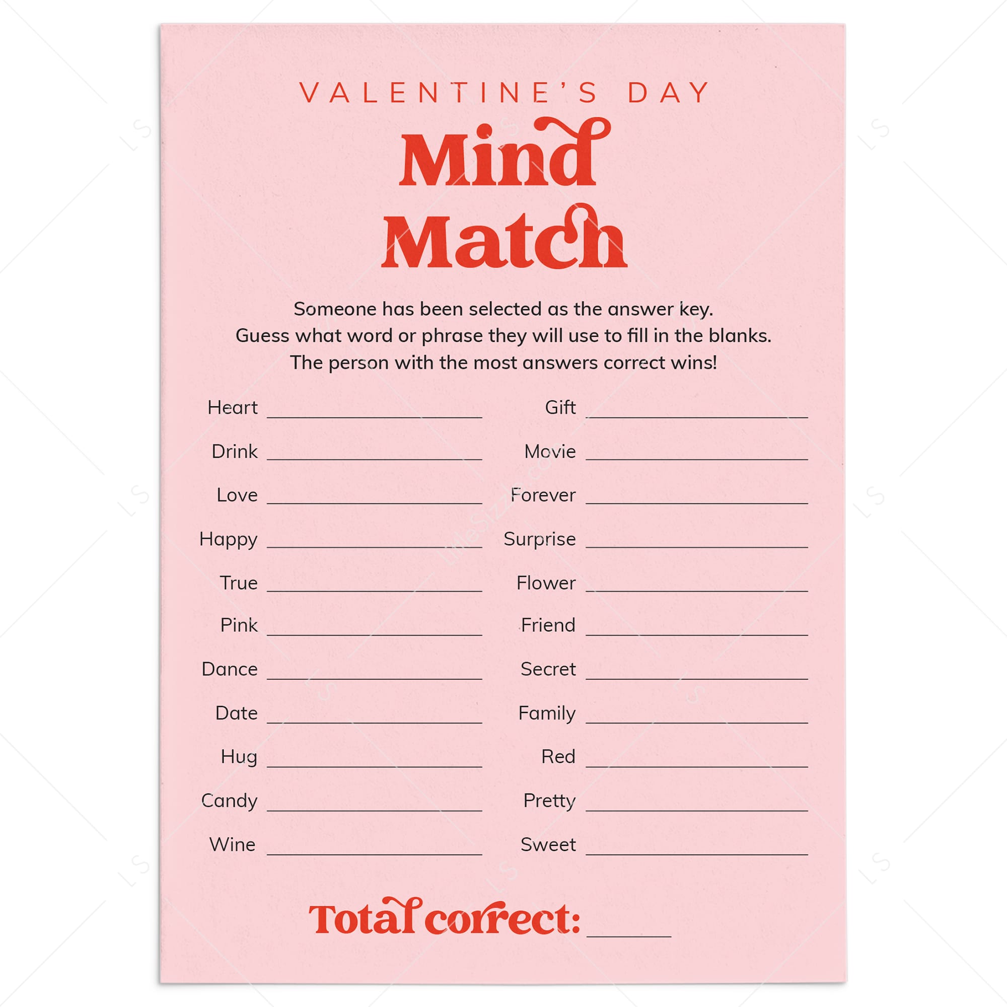 Family Valentine's Day Game Mind Match Printable by LittleSizzle