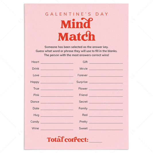 Galentines Game Printable Mind Match