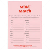 Printable Couple Game Mind Match by LittleSizzle